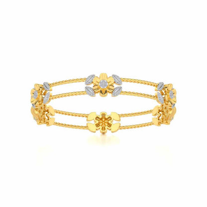Hold Bloom Silver Bangles - Yellow Gold - Image 4