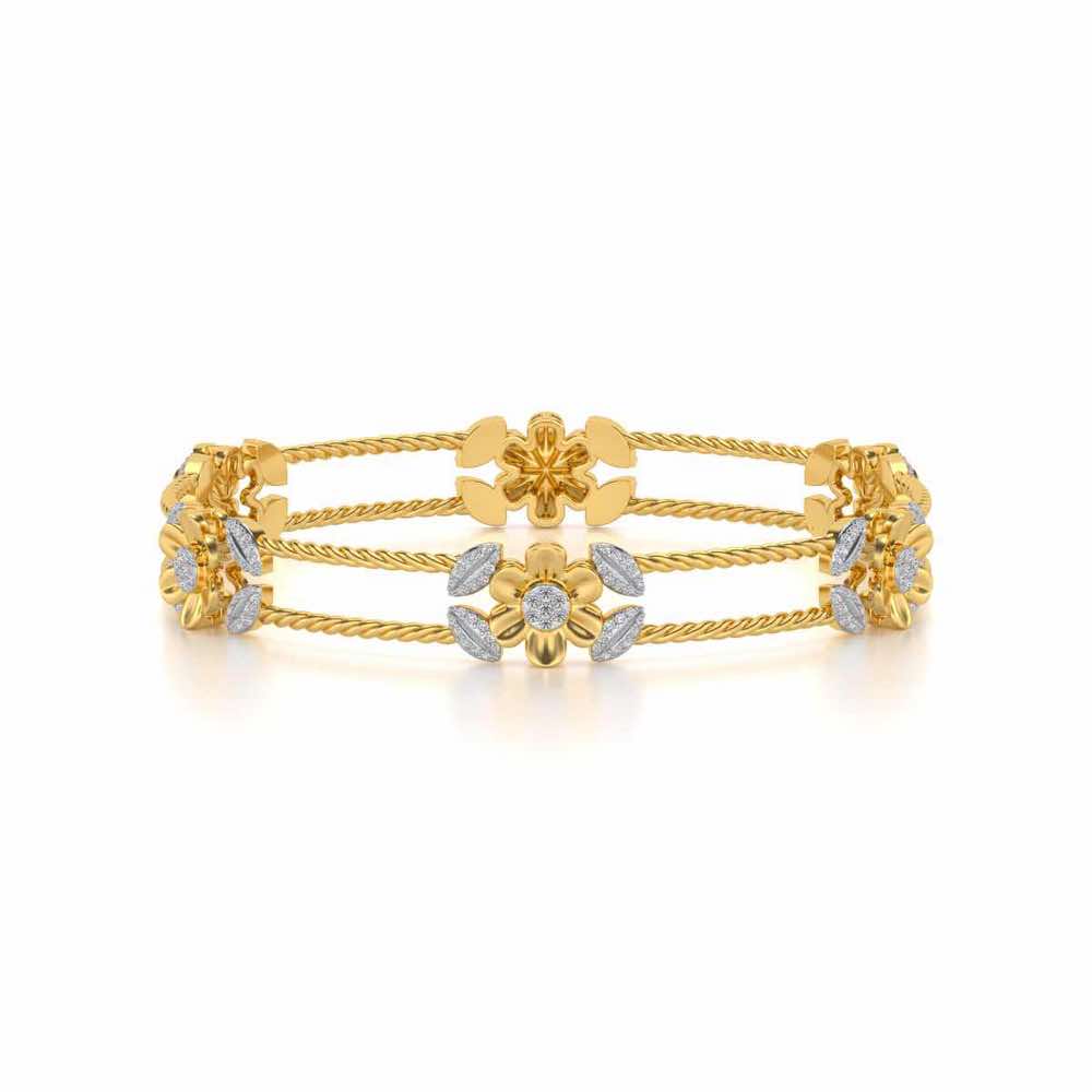 Hold Bloom Silver Bangles - Yellow Gold - Image 5