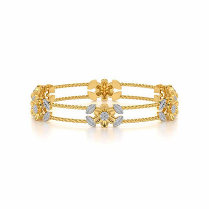 Hold Bloom Silver Bangles - Yellow Gold - Image 5