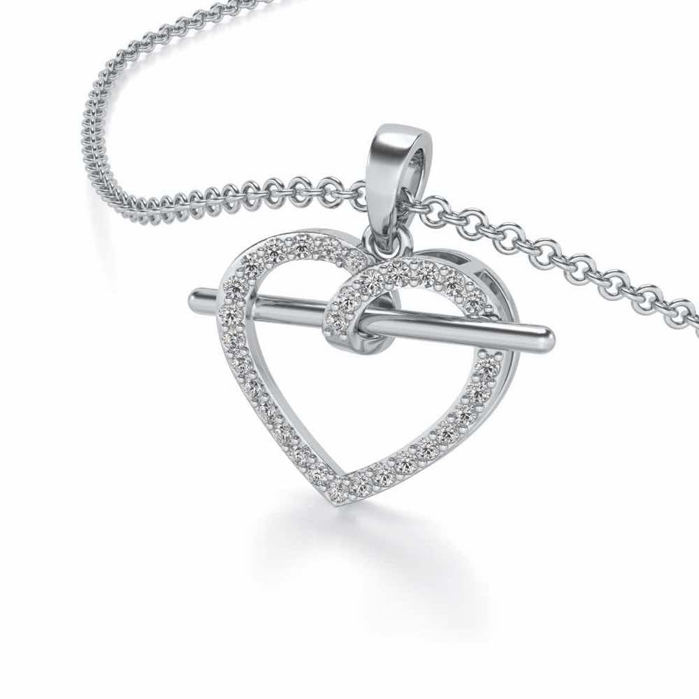 Hold Heart Silver Pendant - White Gold - Image 2