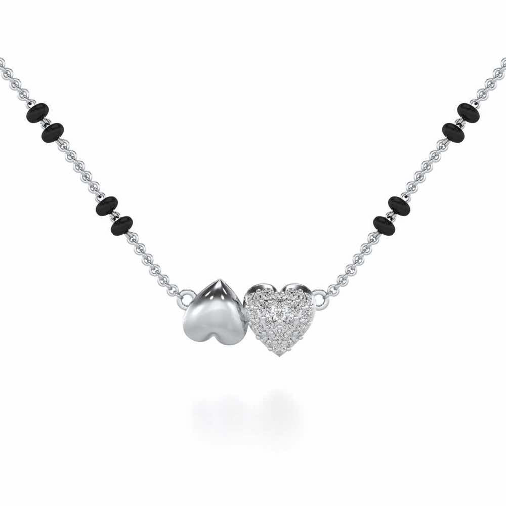 Hold Hearts Silver Mangalsutra - White Gold - Image 1