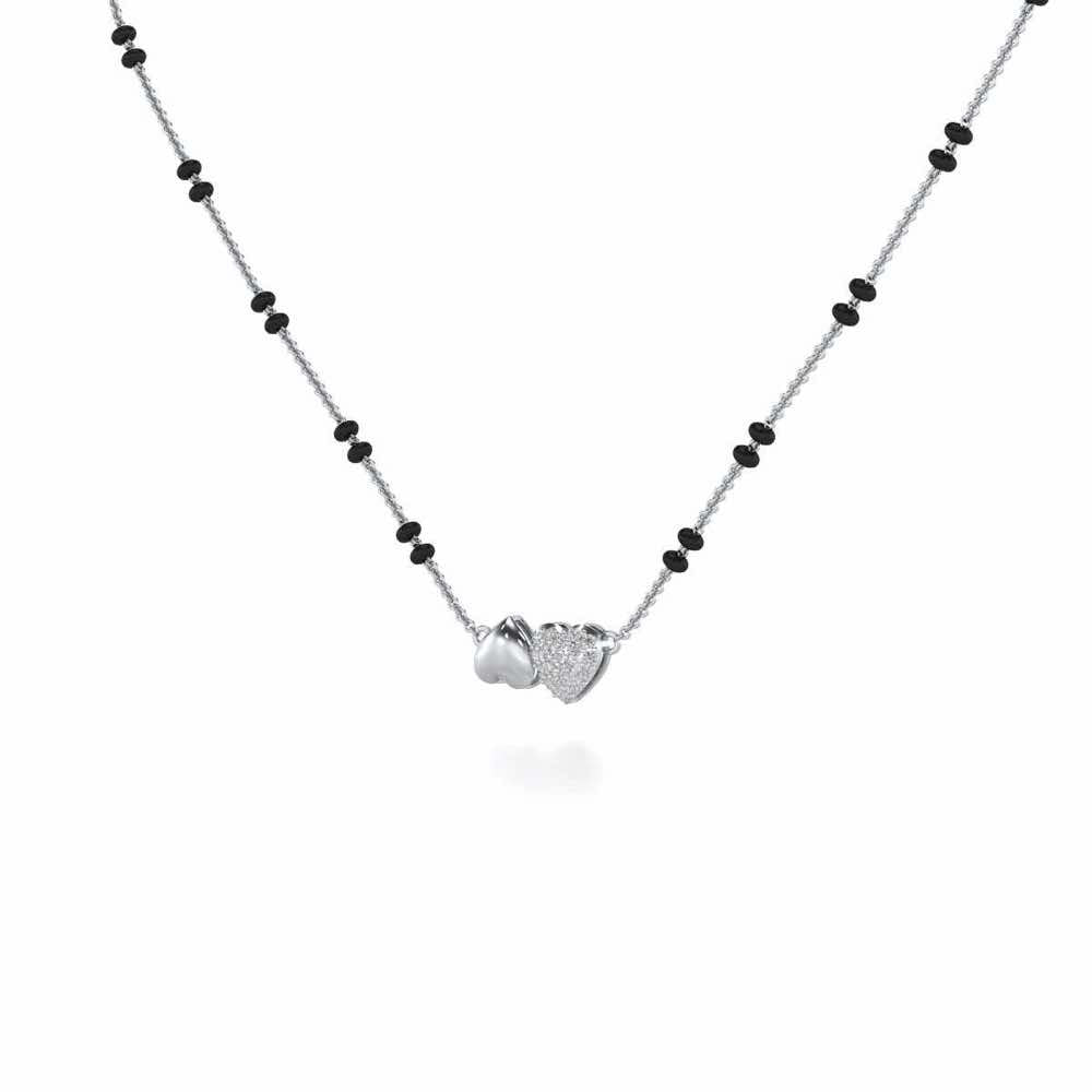 Hold Hearts Silver Mangalsutra - White Gold - Image 2
