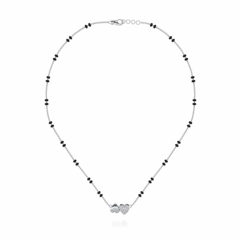 Hold Hearts Silver Mangalsutra - White Gold - Image 3
