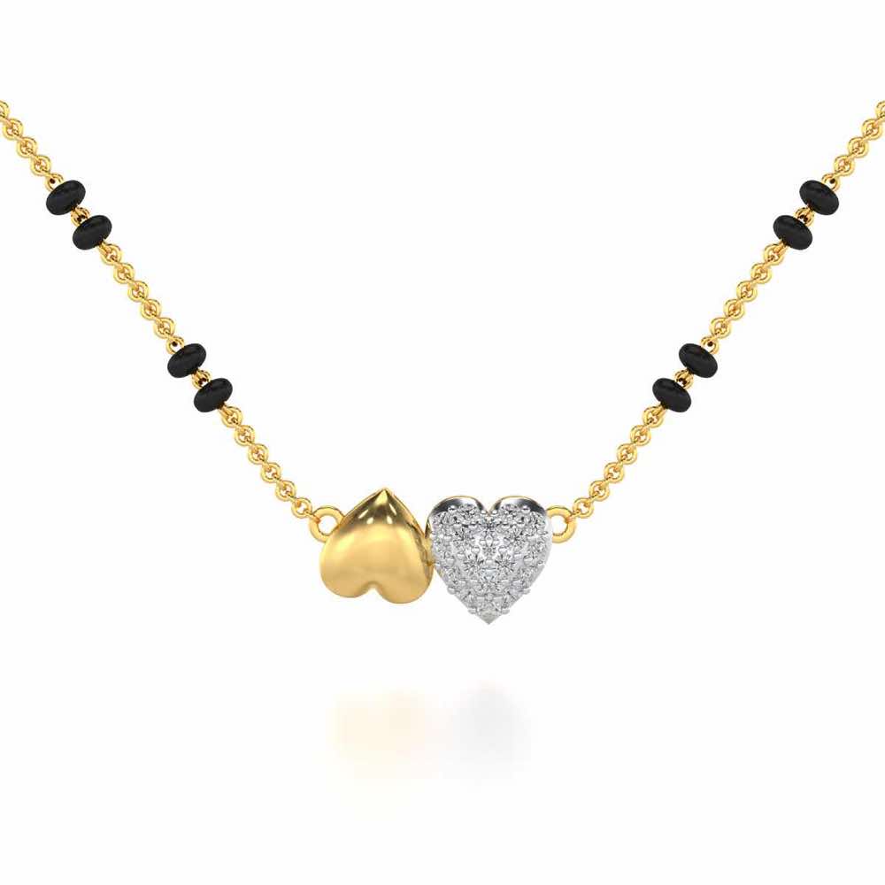 Hold Hearts Silver Mangalsutra - Yellow Gold - Image 1