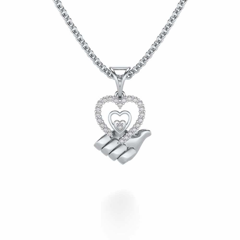 Hold Me Silver Pendant - White Gold - Image 1