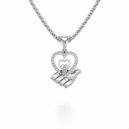 Hold Me Silver Pendant - White Gold - Image 1