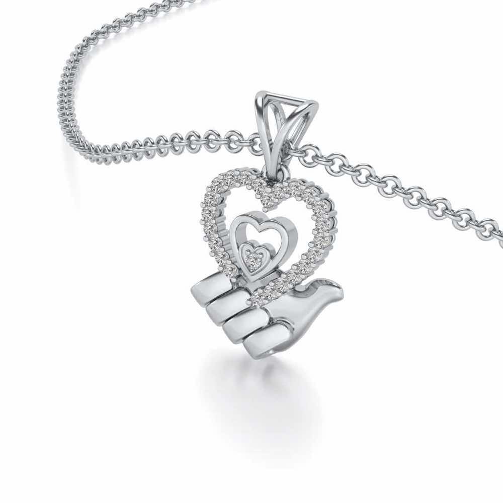 Hold Me Silver Pendant - White Gold - Image 2