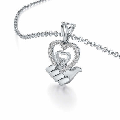 Hold Me Silver Pendant - White Gold - Image 2
