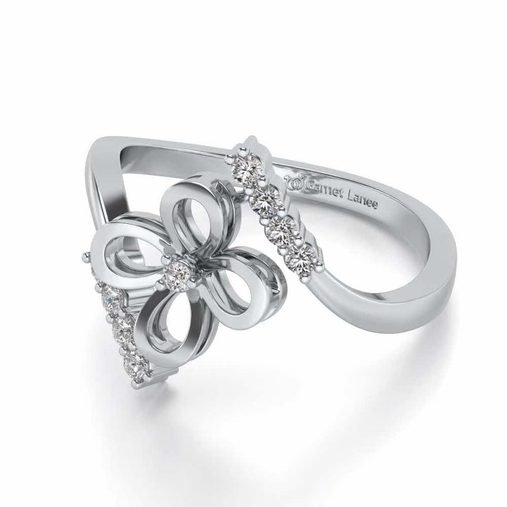 Hold The Flower Silver Ring - White Gold - Image 2