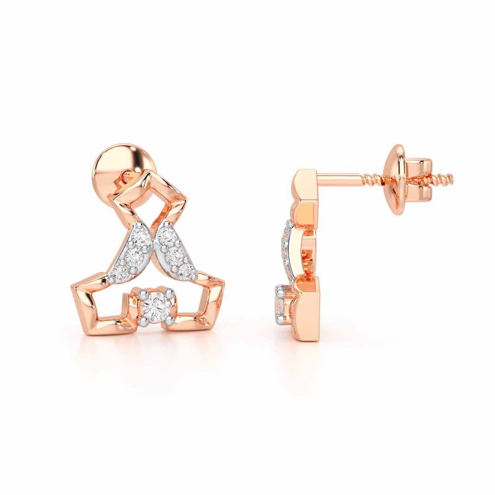 Holding Shine Silver Earrings - Rose Gold - Image 4
