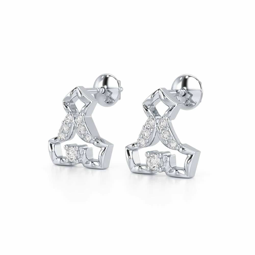 Holding Shine Silver Earrings - White Gold - Image 3