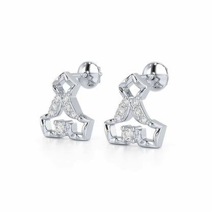 Holding Shine Silver Earrings - White Gold - Image 3