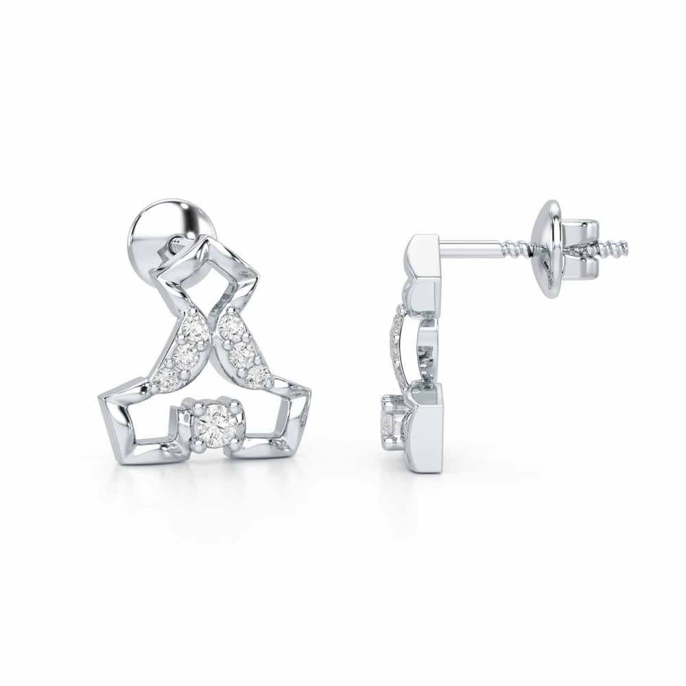 Holding Shine Silver Earrings - White Gold - Image 4