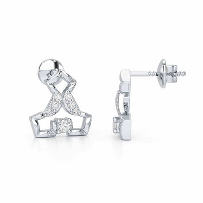 Holding Shine Silver Earrings - White Gold - Image 4