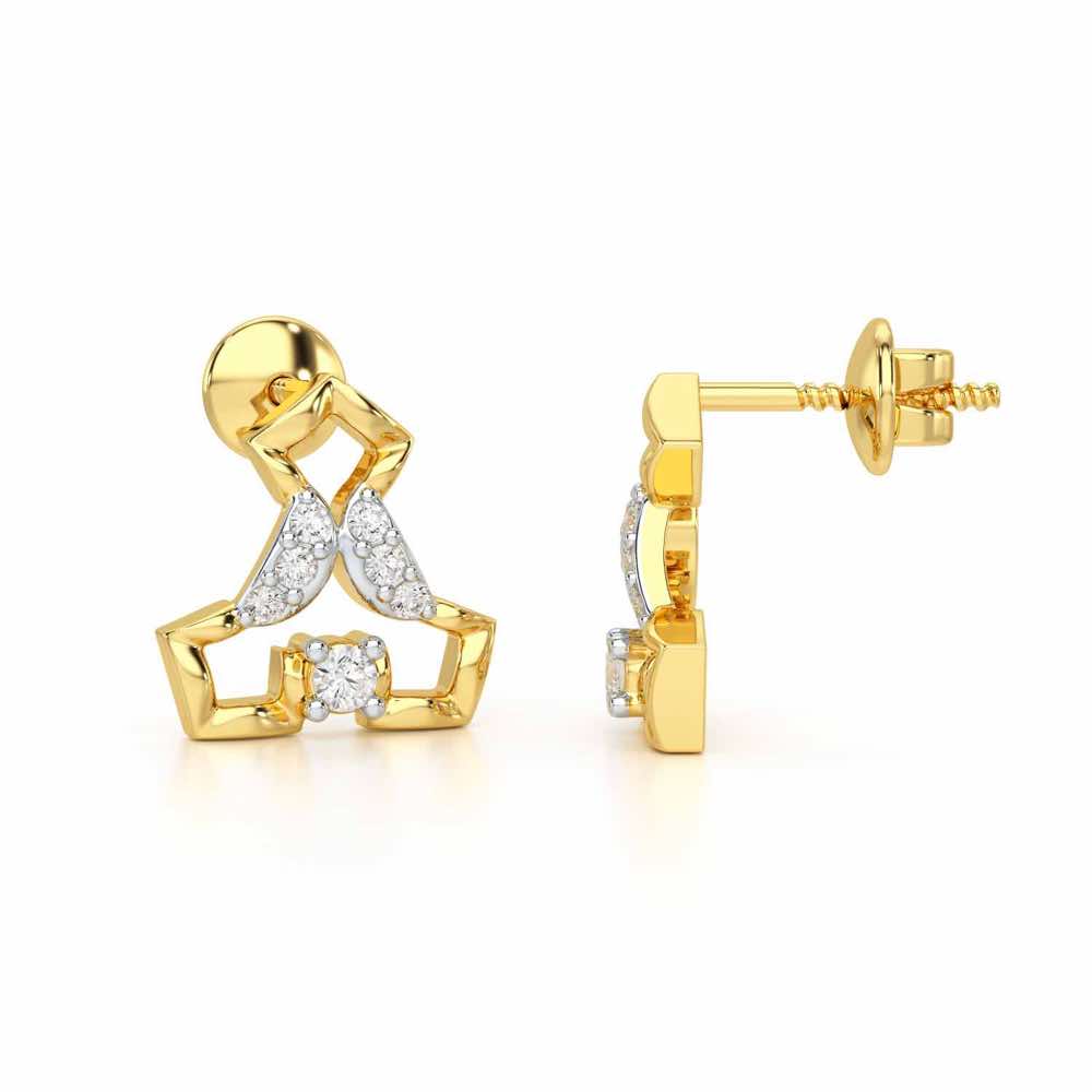 Holding Shine Silver Earrings - Yellow Gold - Image 4