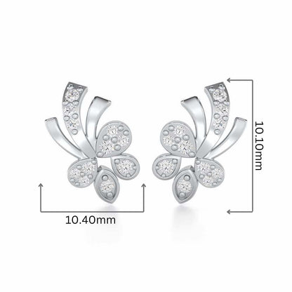 Holy Serenade Silver Stud Earrings - White Gold - Image 2