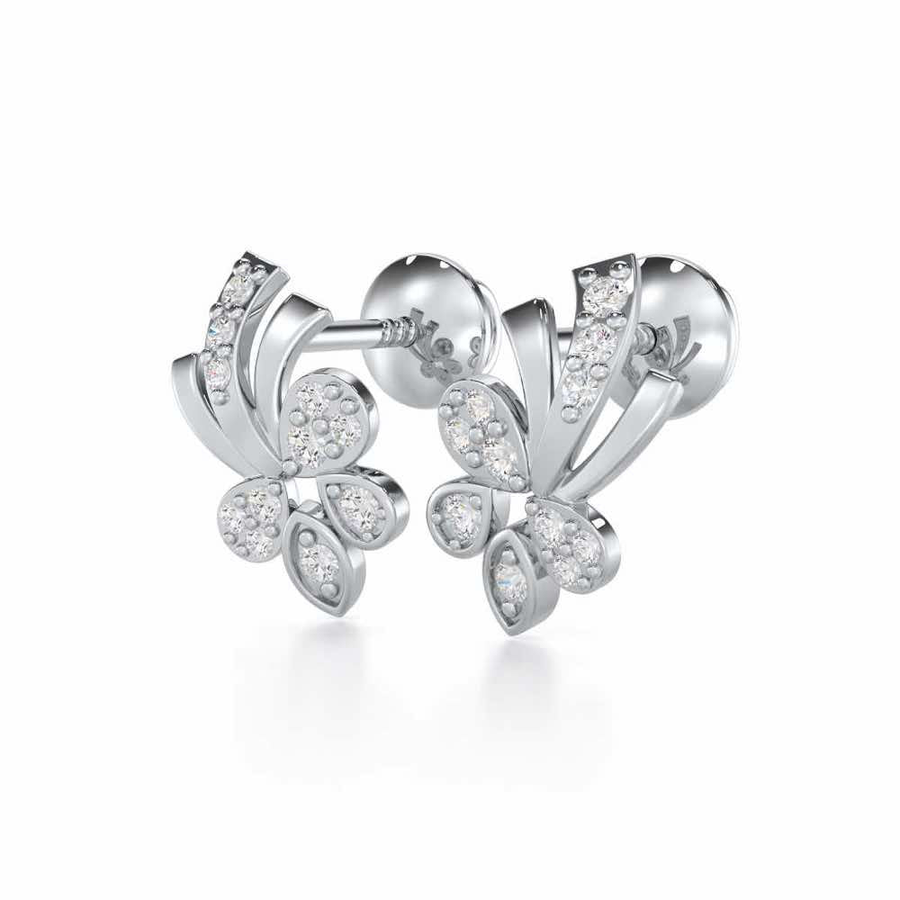 Holy Serenade Silver Stud Earrings - White Gold - Image 3