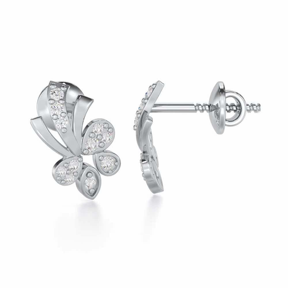 Holy Serenade Silver Stud Earrings - White Gold - Image 4