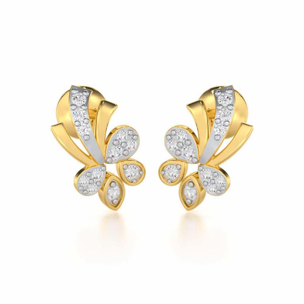 Holy Serenade Silver Stud Earrings - Yellow Gold - Image 1