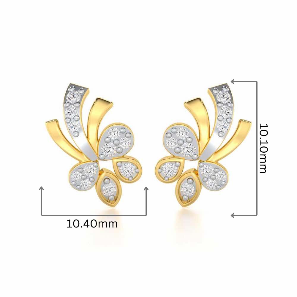 Holy Serenade Silver Stud Earrings - Yellow Gold - Image 2