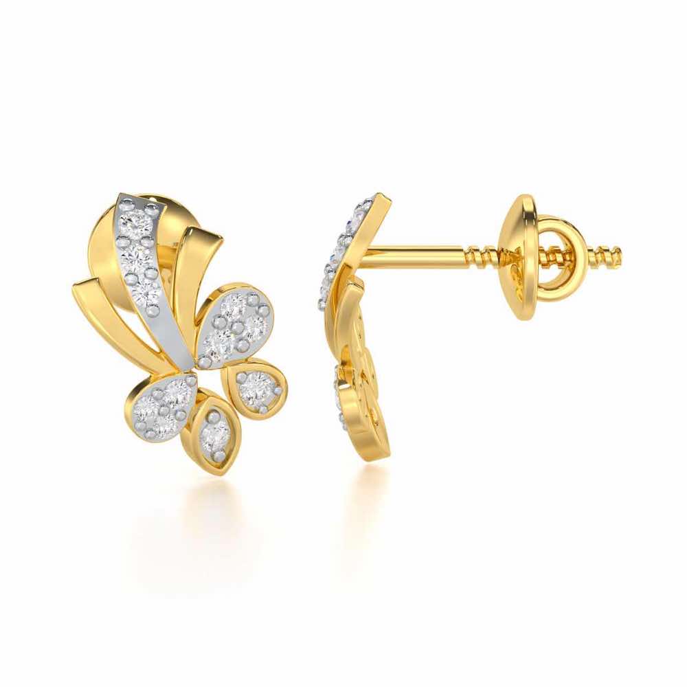 Holy Serenade Silver Stud Earrings - Yellow Gold - Image 4
