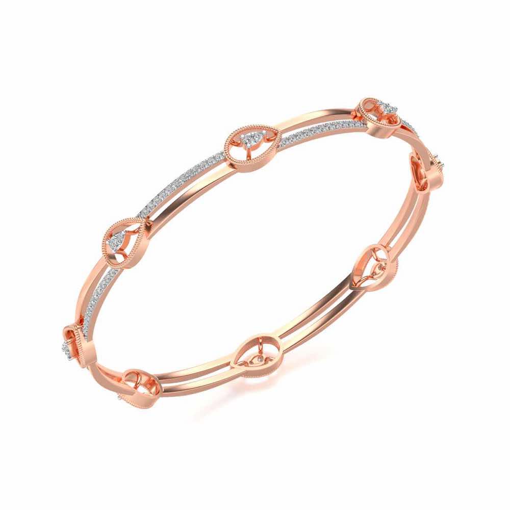 Hourglass Silver Bangles - Rose Gold - Image 1