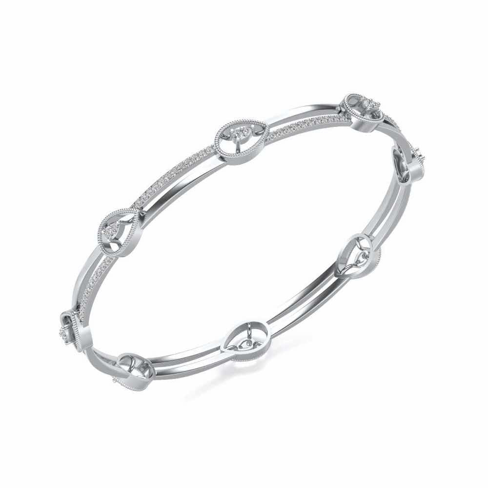 Hourglass Silver Bangles - White Gold - Image 1