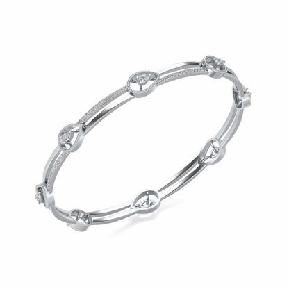 Hourglass Silver Bangles - White Gold - Image 1