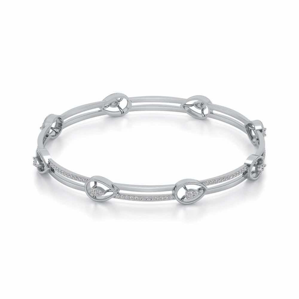 Hourglass Silver Bangles - White Gold - Image 2