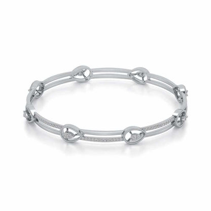 Hourglass Silver Bangles - White Gold - Image 2