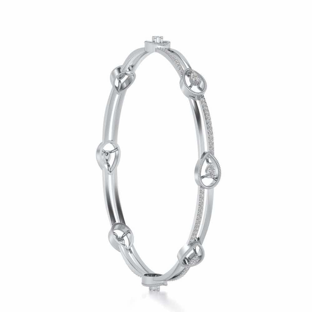 Hourglass Silver Bangles - White Gold - Image 3