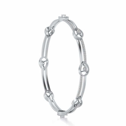 Hourglass Silver Bangles - White Gold - Image 3