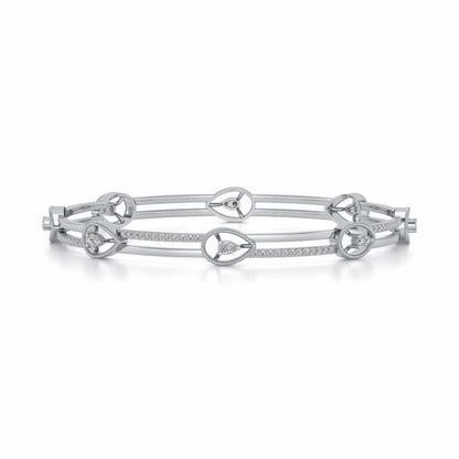 Hourglass Silver Bangles - White Gold - Image 4