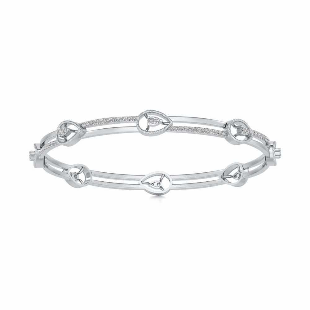 Hourglass Silver Bangles - White Gold - Image 5