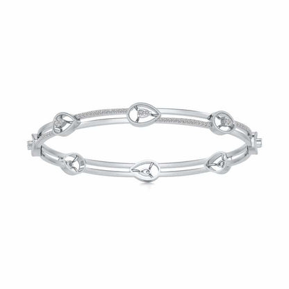 Hourglass Silver Bangles - White Gold - Image 5