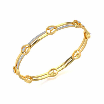 Hourglass Silver Bangles - Yellow Gold - Image 1