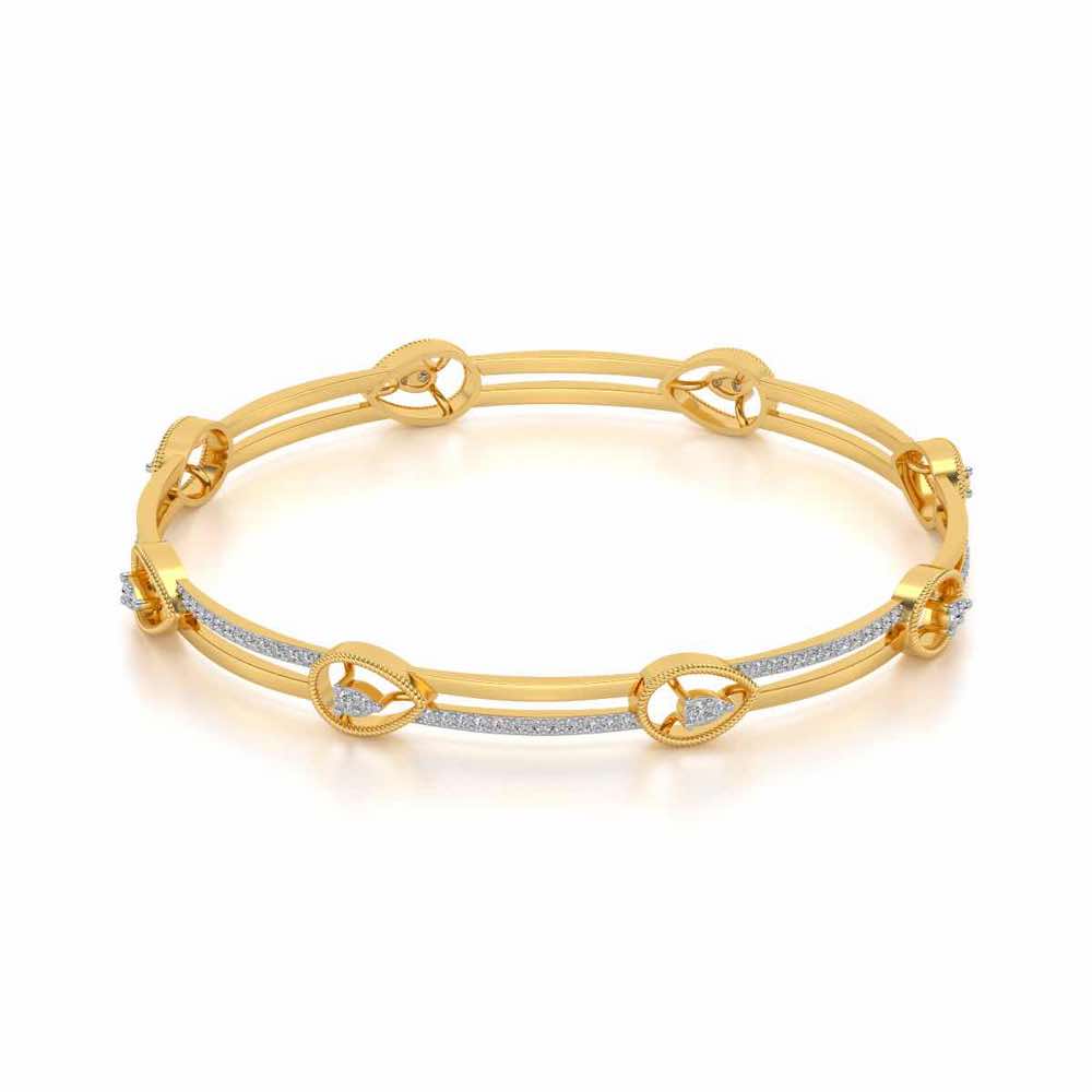 Hourglass Silver Bangles - Yellow Gold - Image 2