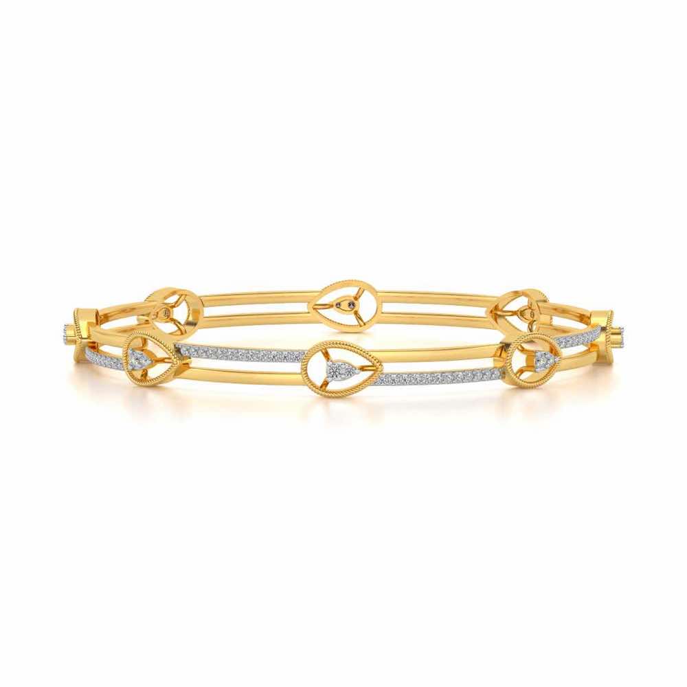 Hourglass Silver Bangles - Yellow Gold - Image 4