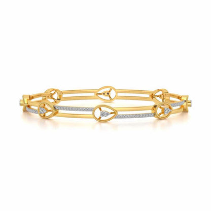 Hourglass Silver Bangles - Yellow Gold - Image 4