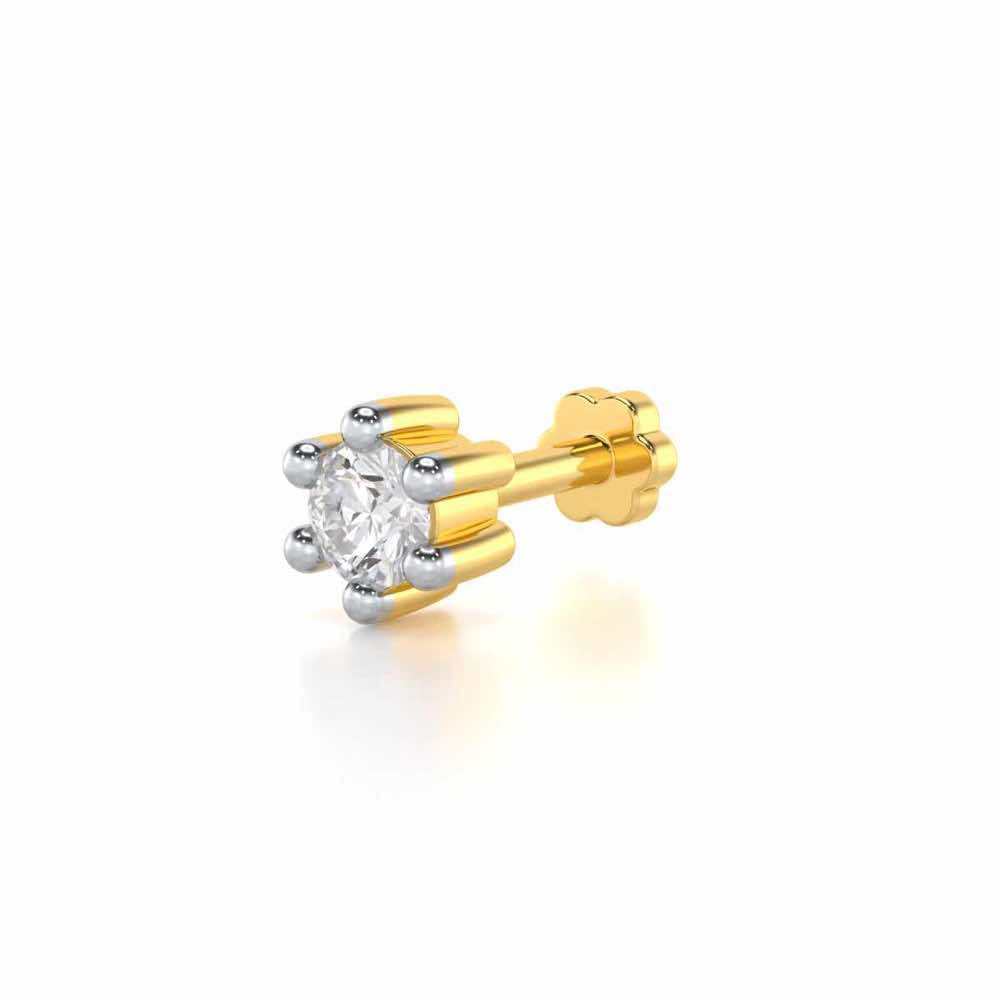Hushed Radiance Silver Nosepin - Yellow Gold - Image 2