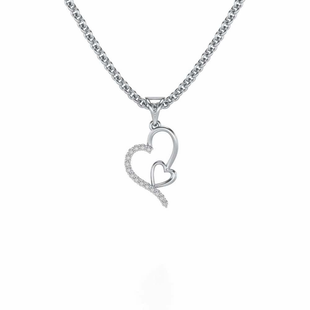 I-Heart Silver Pendant - White Gold - Image 1
