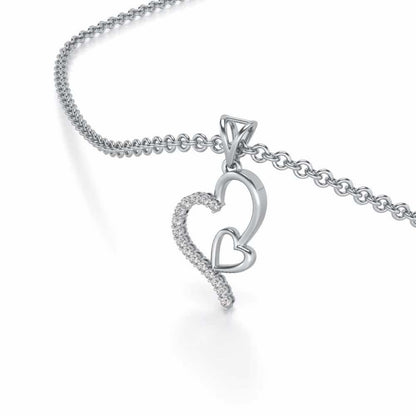 I-Heart Silver Pendant - White Gold - Image 2