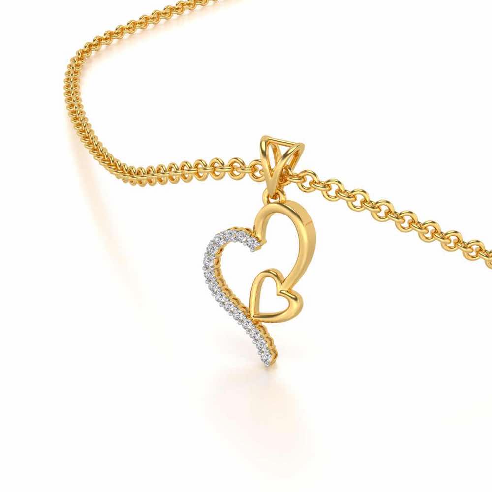 I-Heart Silver Pendant - Yellow Gold - Image 2