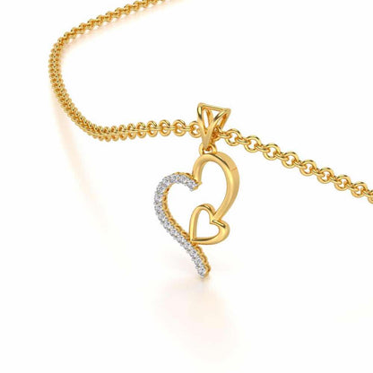 I-Heart Silver Pendant - Yellow Gold - Image 2