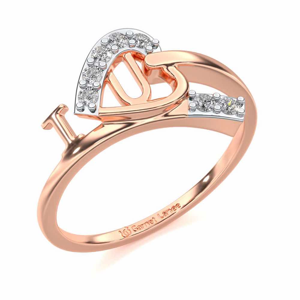 I-Heart-U Silver Ring - Rose Gold - Image 1