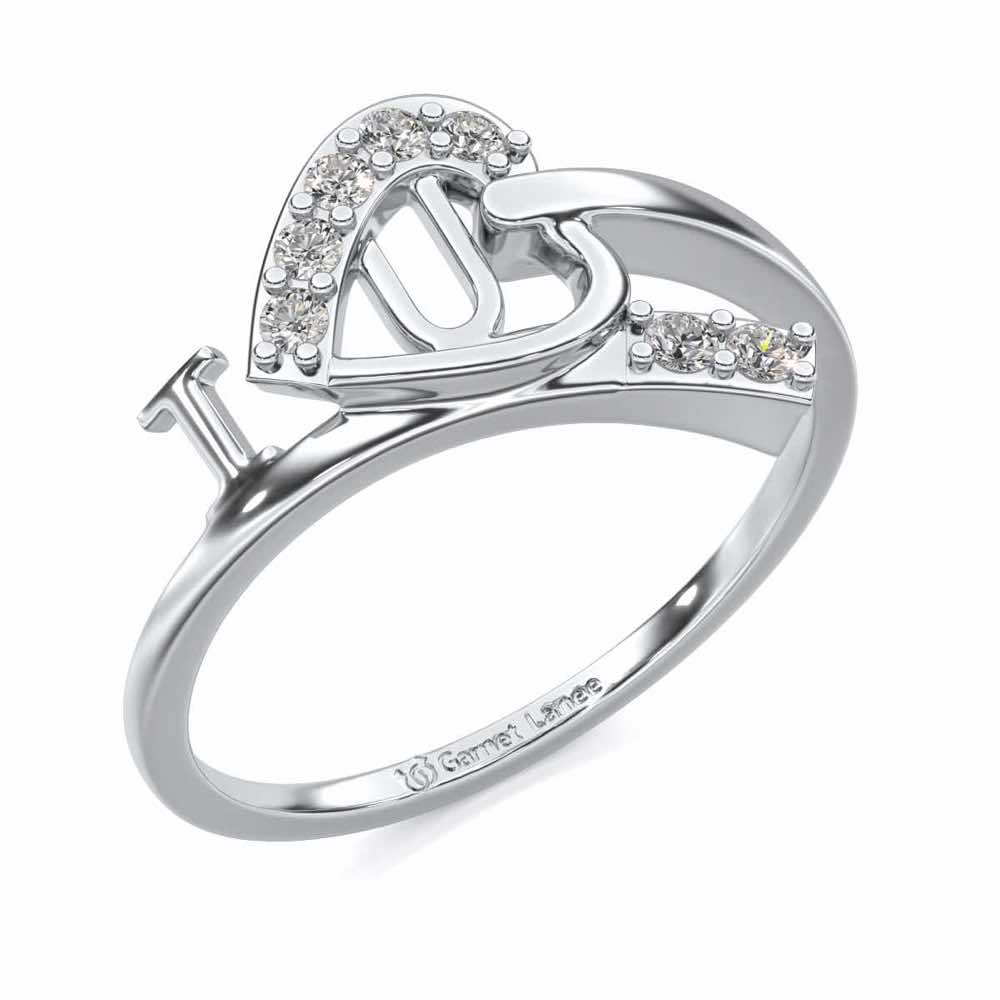 I-Heart-U Silver Ring - White Gold - Image 1