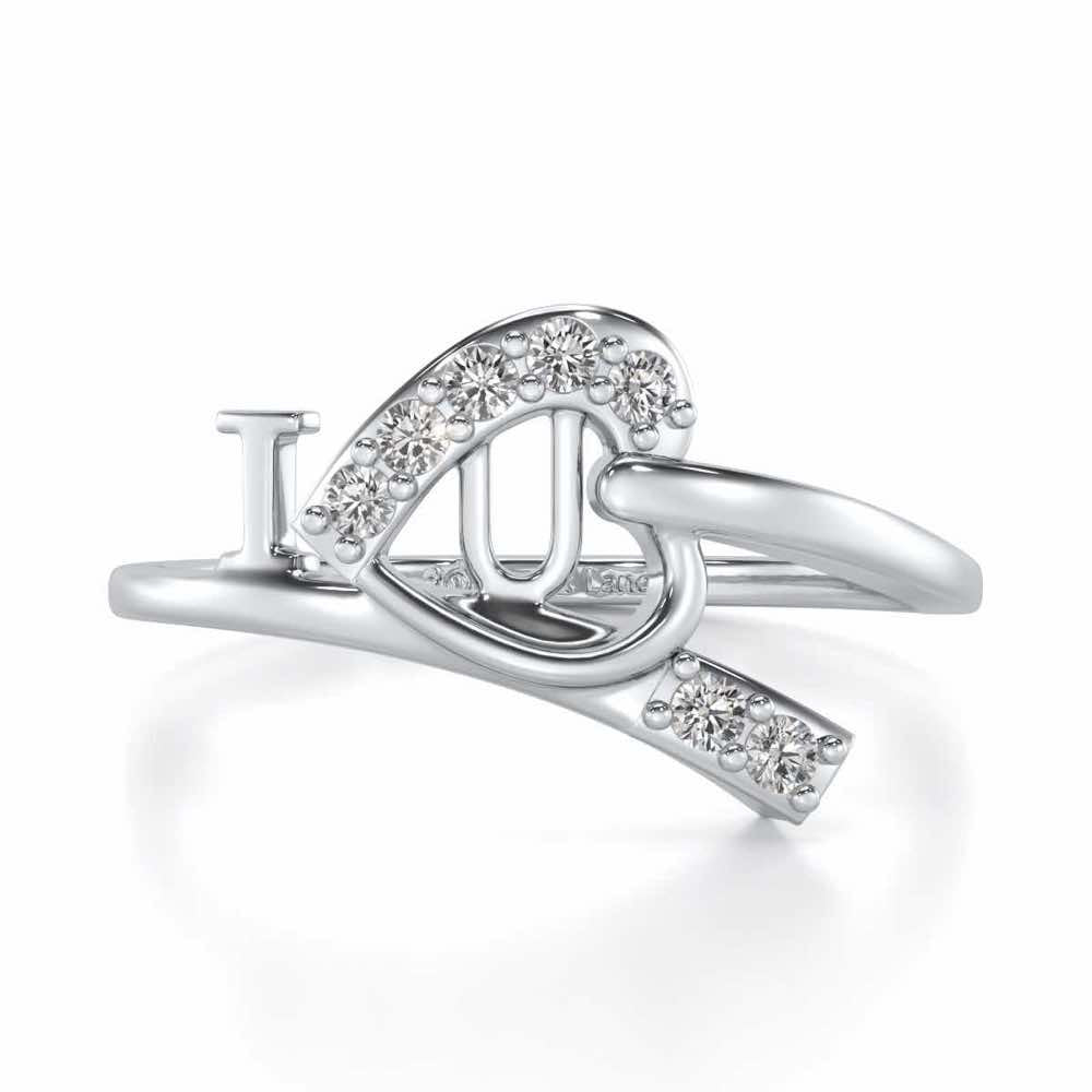 I-Heart-U Silver Ring - White Gold - Image 4