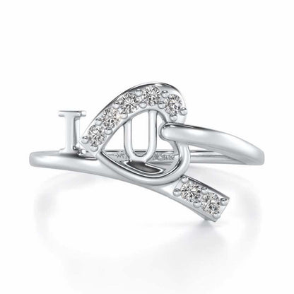 I-Heart-U Silver Ring - White Gold - Image 4