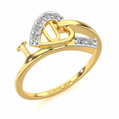 I-Heart-U Silver Ring - Yellow Gold - Image 1