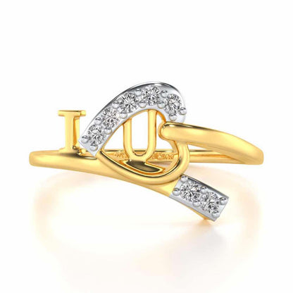 I-Heart-U Silver Ring - Yellow Gold - Image 4